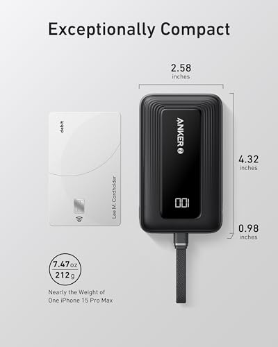 Anker Portable Charger, 10,000mAh 30W Power Bank, USB-C in and Out Fast Charging Battery Pack, Travel Essential Phone Power Bank, for iPhone 17/16, Galaxy and More