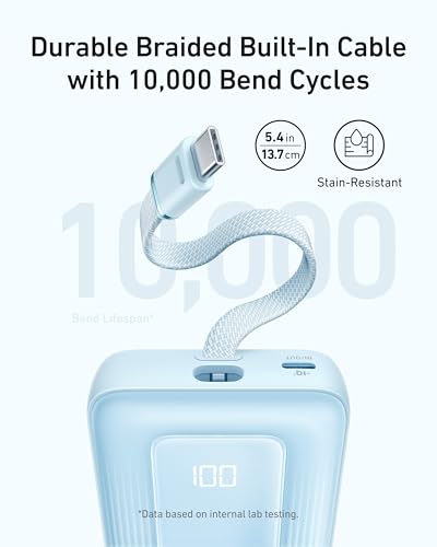 Anker Portable Charger, 10,000mAh 30W Power Bank, USB-C in and Out Fast Charging Battery Pack, Travel Essential Phone Power Bank, for iPhone 17/16, Galaxy and More