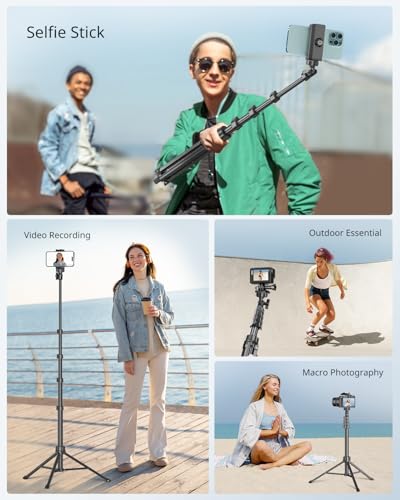 Sensyne Phone Tripod & Selfie Stick, Extendable Cell Phone Tripod Stand with Wireless Remote and Phone Holder, Compatible with iPhone Android Phone, Camera…