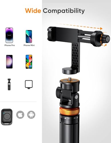 EUCOS 62" Phone Tripod, Tripod for iPhone & Selfie Stick with Remote