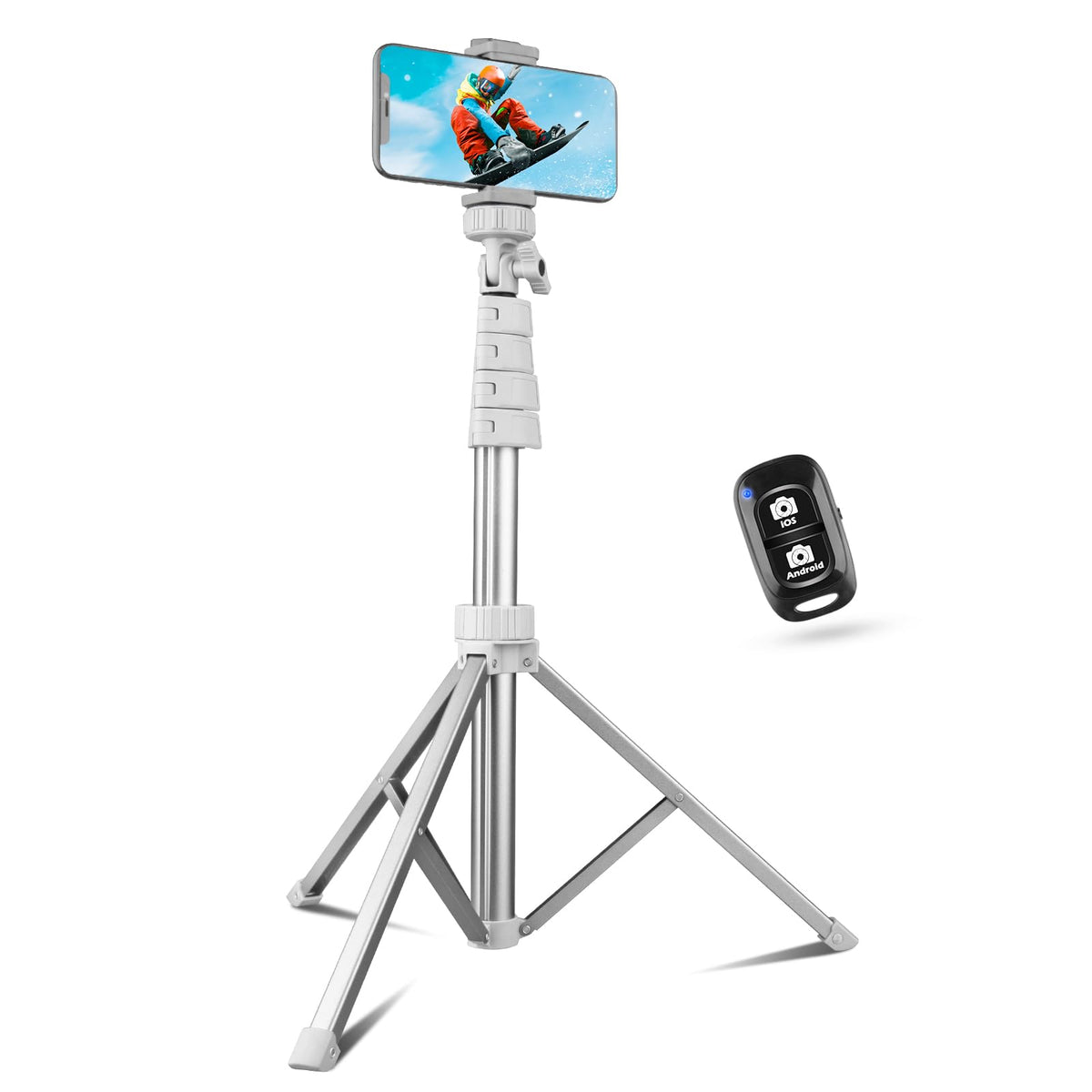 Sensyne Phone Tripod & Selfie Stick, Extendable Cell Phone Tripod Stand with Wireless Remote and Phone Holder, Compatible with iPhone Android Phone, Camera…