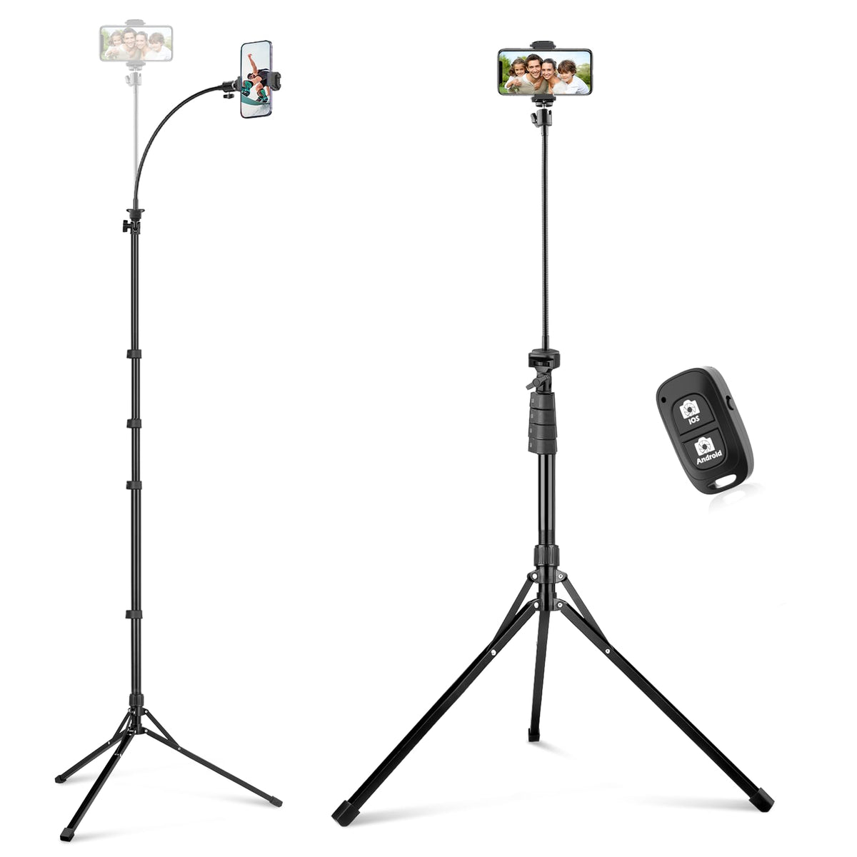 Sensyne Phone Tripod & Selfie Stick, Extendable Cell Phone Tripod Stand with Wireless Remote and Phone Holder, Compatible with iPhone Android Phone, Camera…