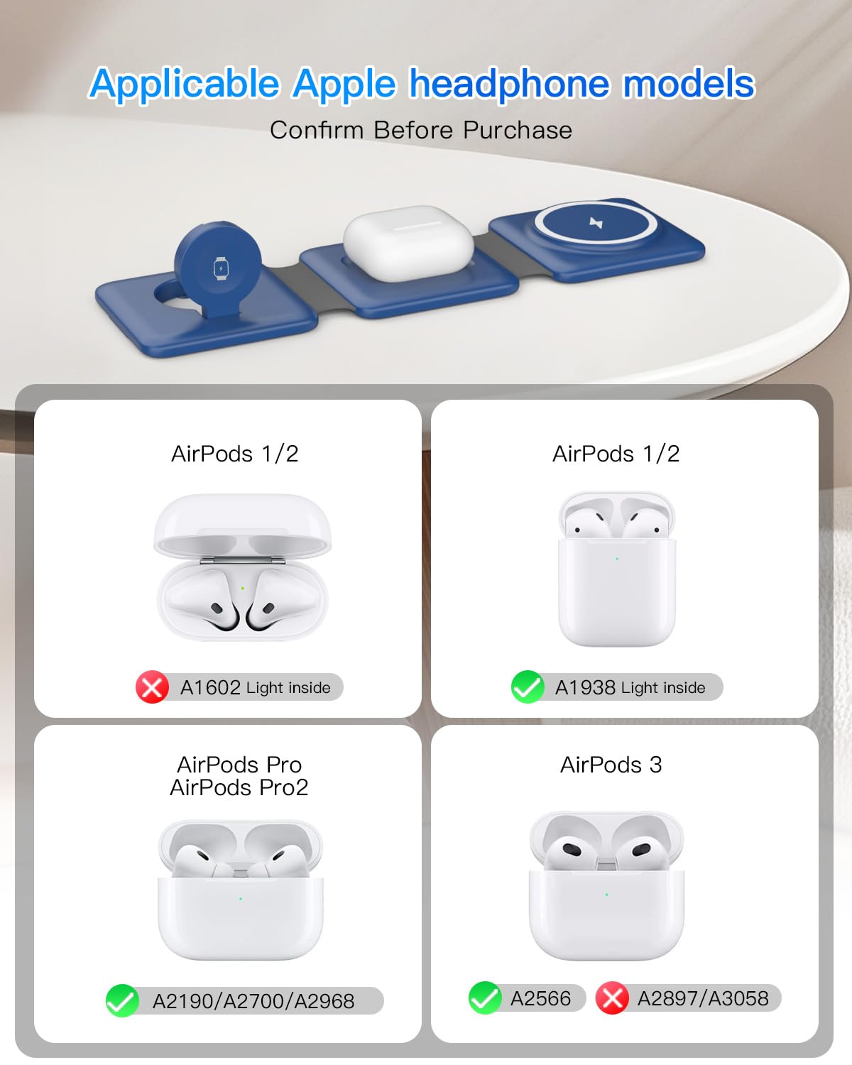 Charging Station for Apple Multiple Devices - 3 in 1 Foldable Magnetic Wireless Charger Dock - Travel Charging Pad for iPhone 17 16 15 14 13 12 Pro Max Plus Watch & Airpods