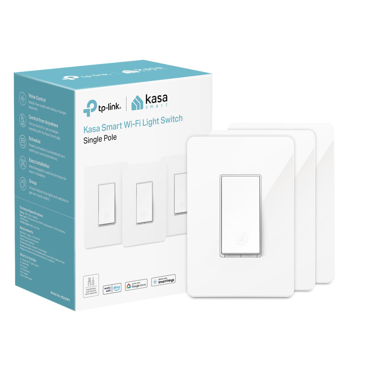 TP-Link Kasa HS200 Wi-Fi Smart Light Switch, 15A