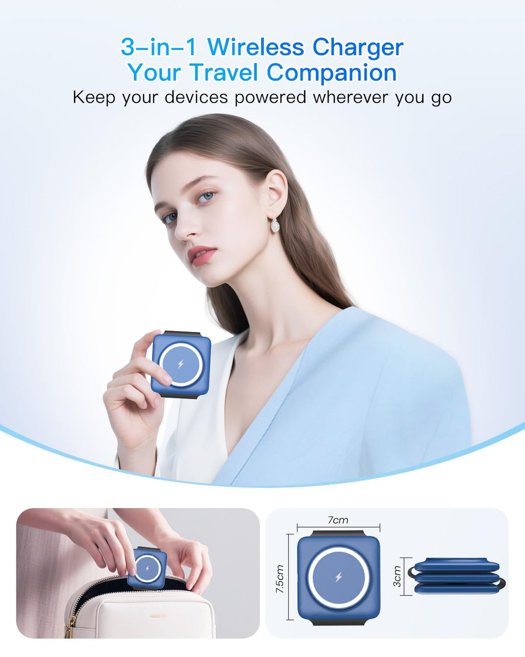 Charging Station for Apple Multiple Devices - 3 in 1 Foldable Magnetic Wireless Charger Dock - Travel Charging Pad for iPhone 17 16 15 14 13 12 Pro Max Plus Watch & Airpods