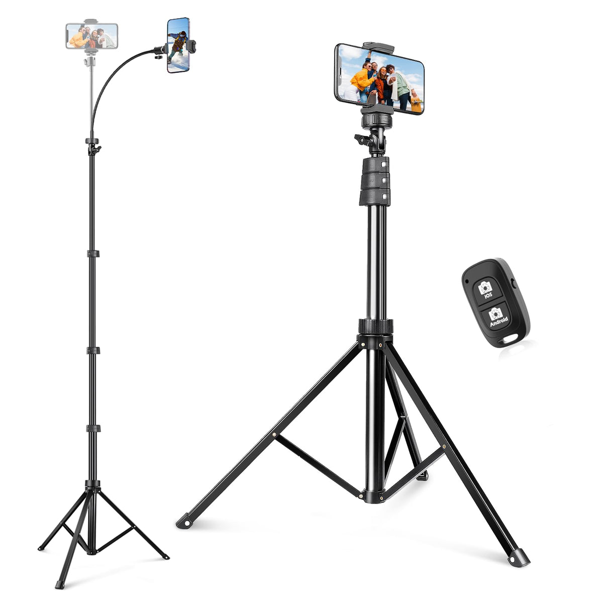 Sensyne Phone Tripod & Selfie Stick, Extendable Cell Phone Tripod Stand with Wireless Remote and Phone Holder, Compatible with iPhone Android Phone, Camera…