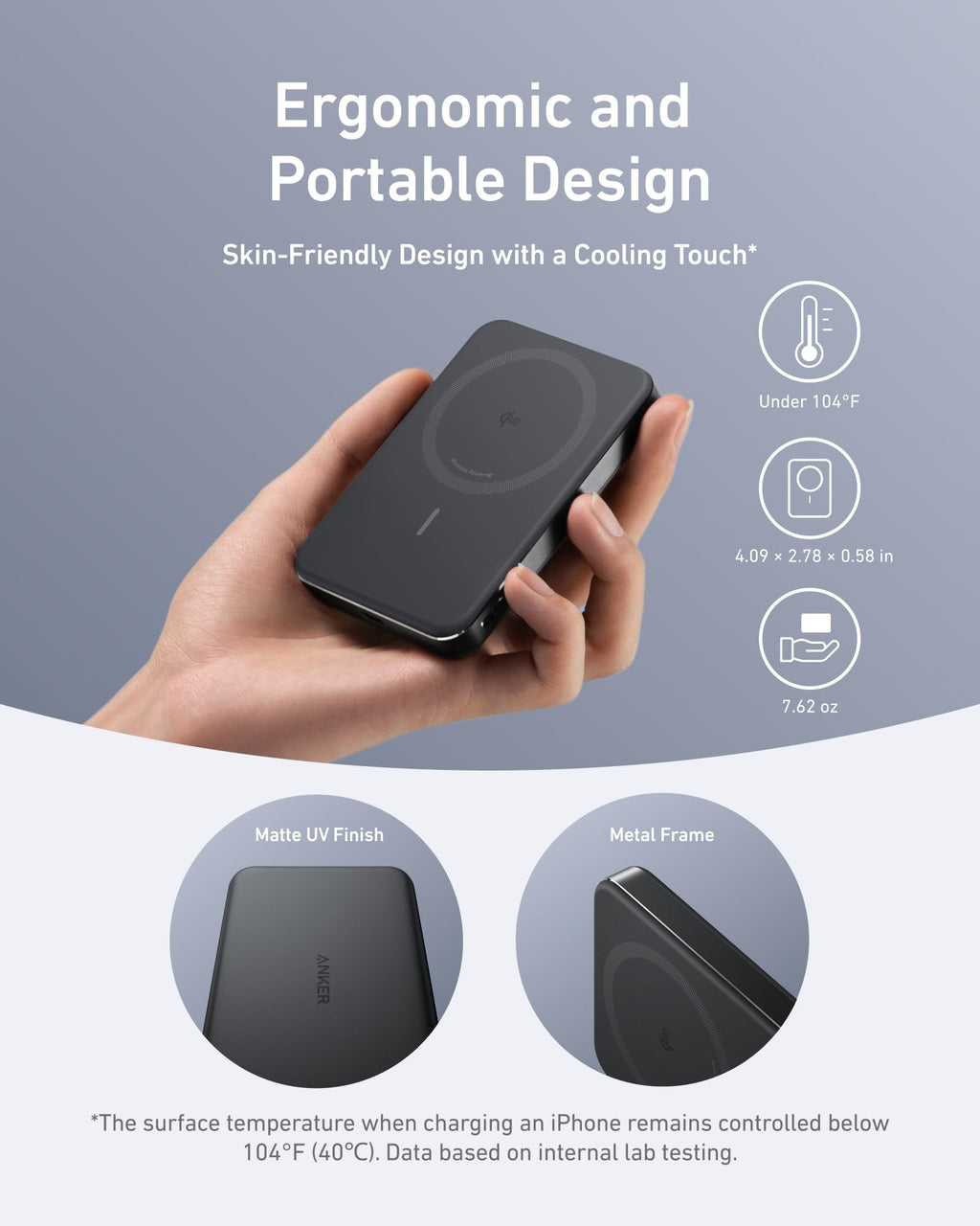 Anker MagGo Power Bank, Slim 10,000mAh Magnetic Battery Pack, Qi2 Certified 15W Ultra-Fast MagSafe Compatible Portable Charger, Ergonomic Design, for iPhone16/15/14/13/12 Series Only