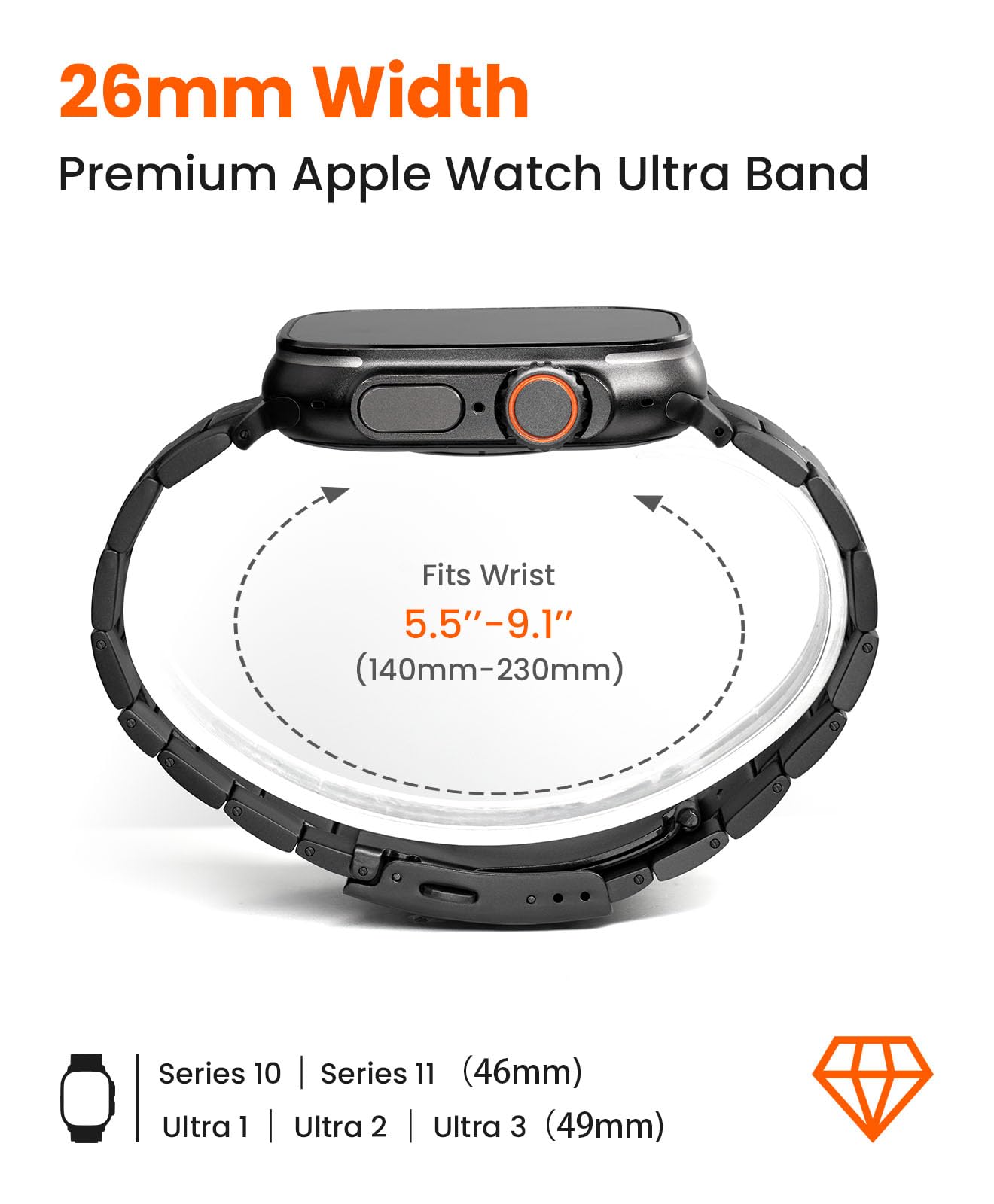 FiNESTONE CRNS01 Titanium Apple Watch Ultra Band for Men