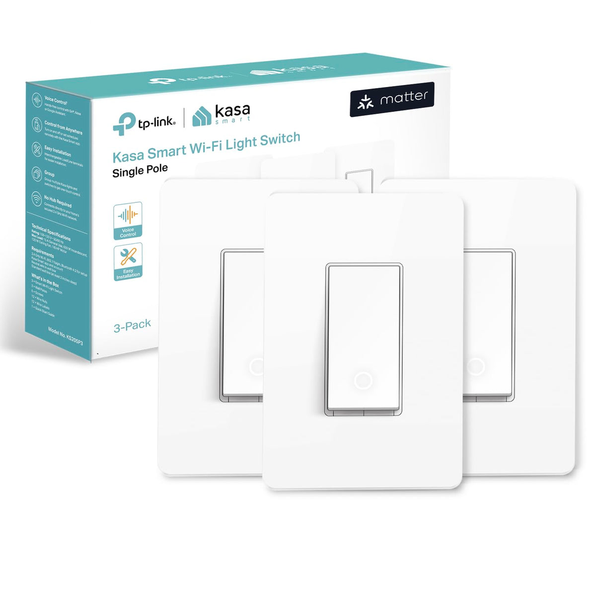 TP-Link Kasa HS200 Wi-Fi Smart Light Switch, 15A