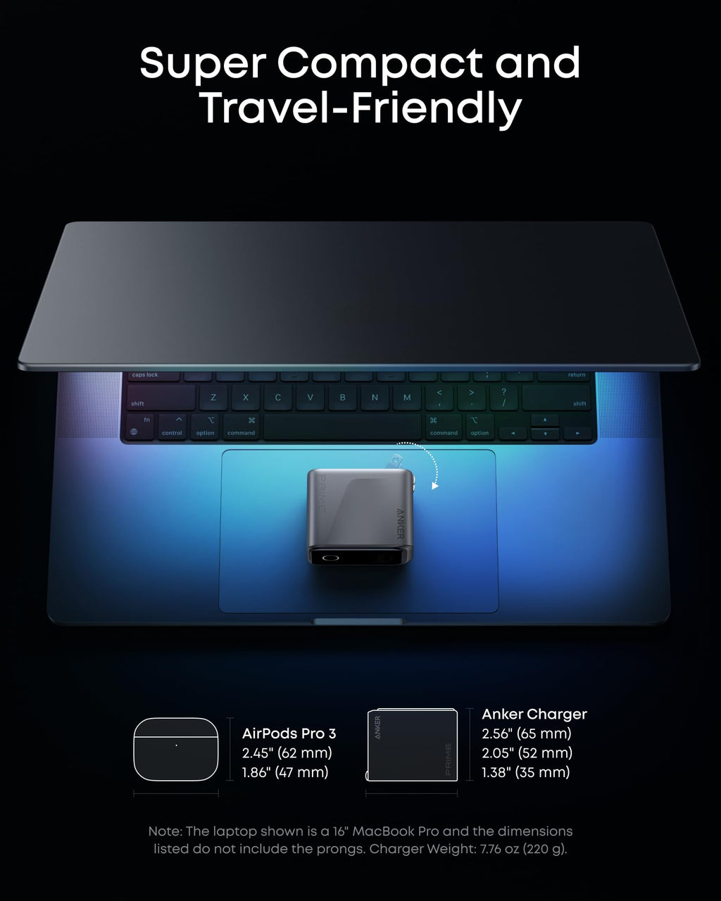 Anker Prime Charger, 160W Max 3-Port GaN Charger, for MacBook Pro Charger