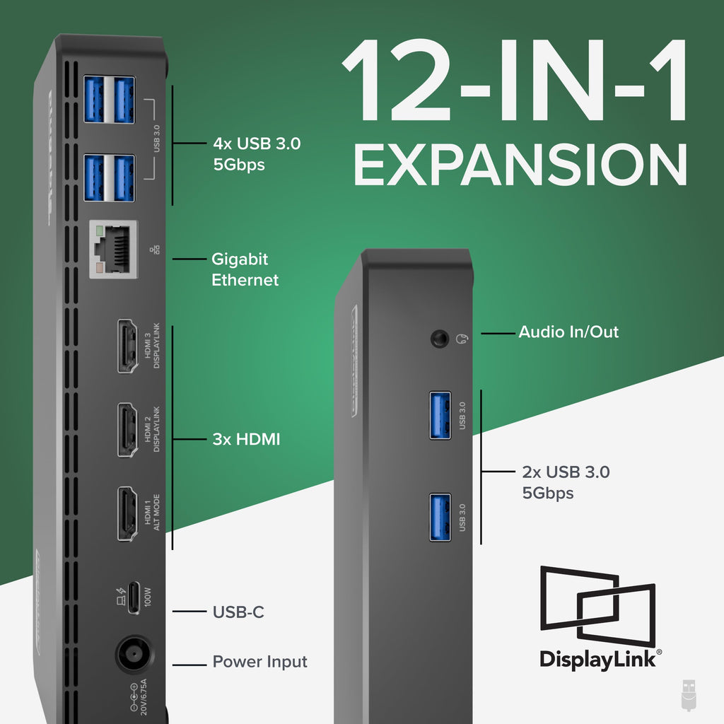 Plugable Triple Display USB-C Docking Station with 100W PD