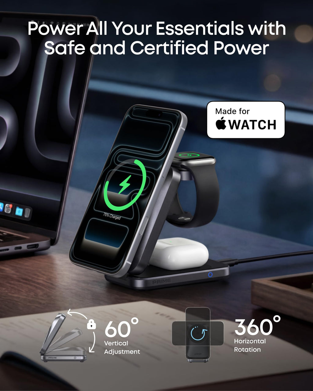 Anker Prime 25W Qi2.2-Certified Palm-Sized 3-in-1 Foldable MagSafe Charger