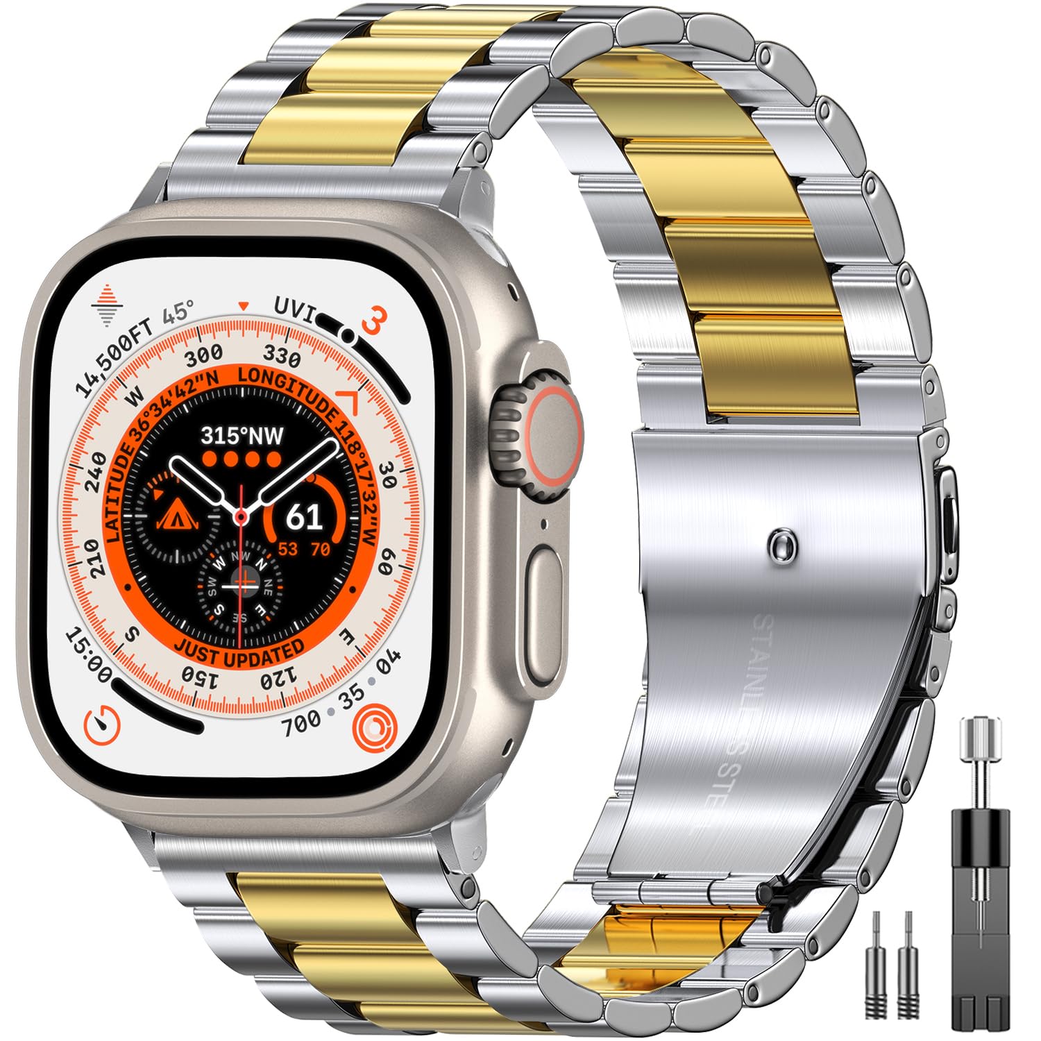 EPULY Stainless Steel Apple Watch Band for 38–49mm Models