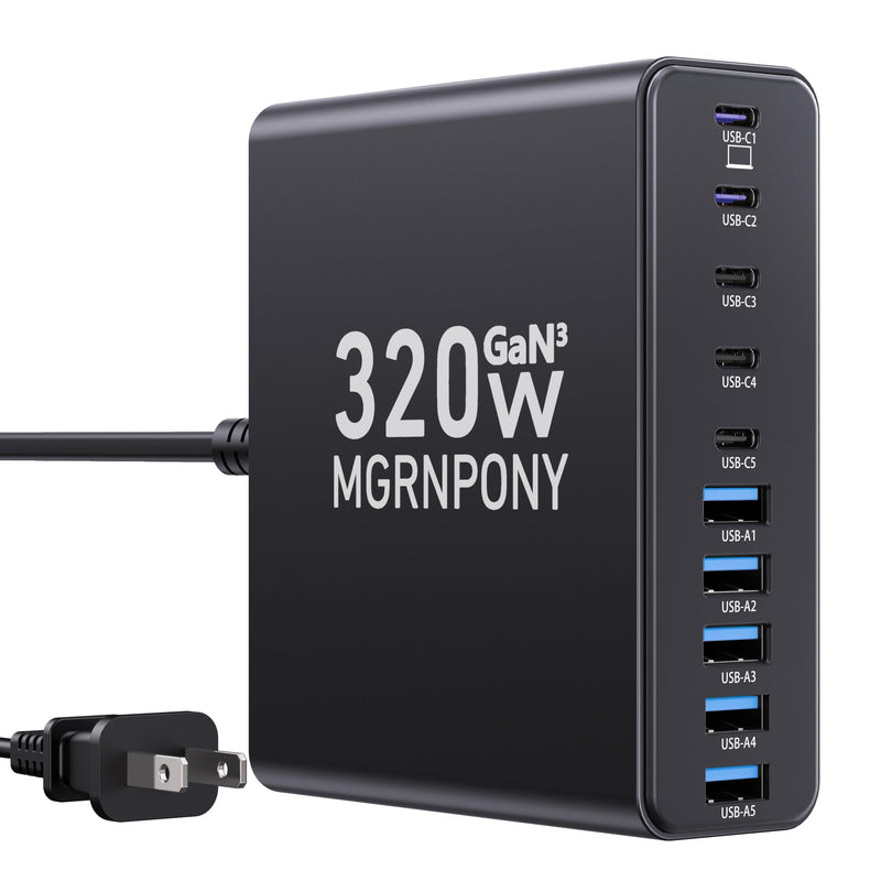 MGRNPONY 10-Port USB-C Charging Station & Charger Block