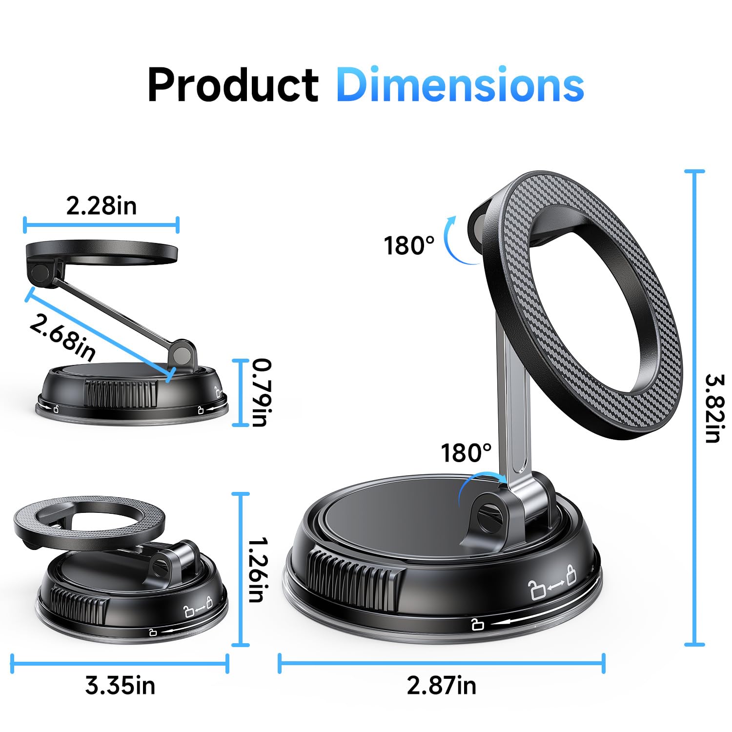 ANDERY Car Phone Holder for Magsafe [78+LBS Strongest Suction & 2400gf Magnetic] 360° Adjustable Car Phone Mount, Phone Holders for Your Car for iPhone 17 Pro Max 16 15 14 13 12 Air Plus
