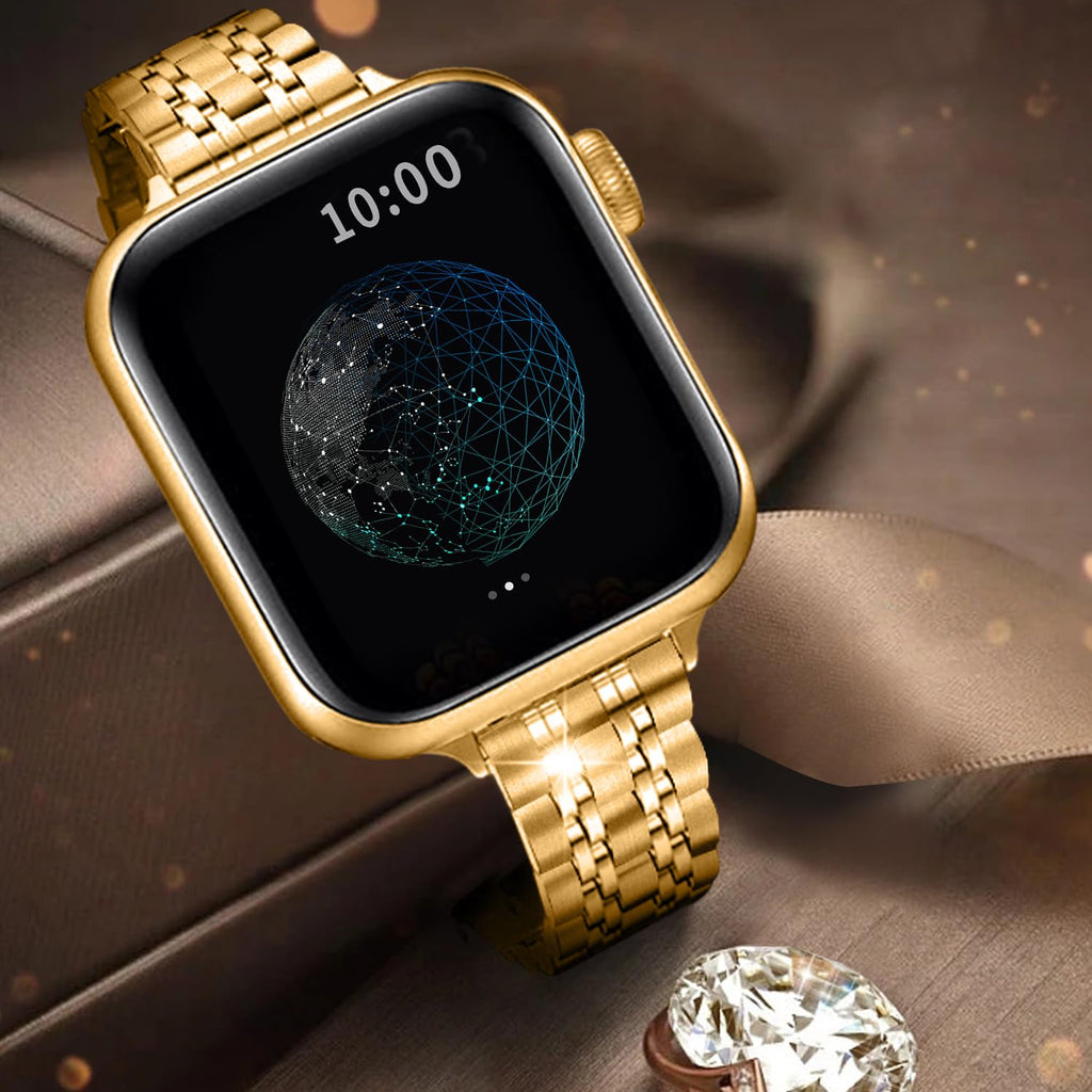 QUNDAXI Slim Stainless Steel Apple Watch Band for Women