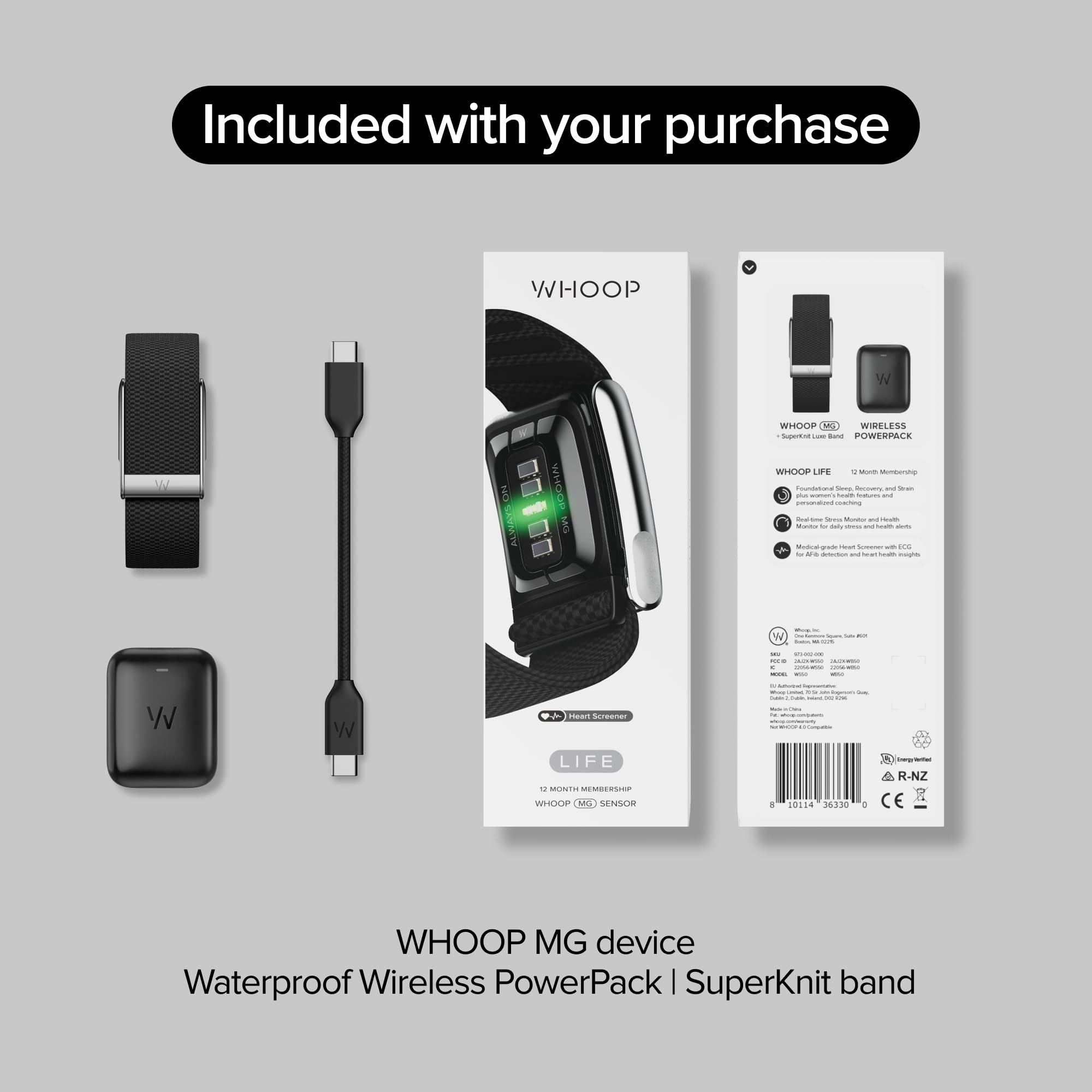 WHOOP 5.0/MG Health & Fitness Tracker with 12-Month Membership