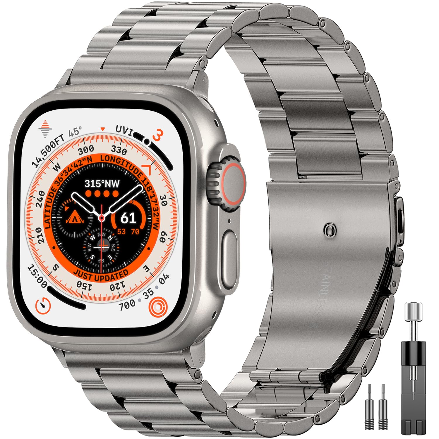 EPULY Stainless Steel Apple Watch Band for 38–49mm Models