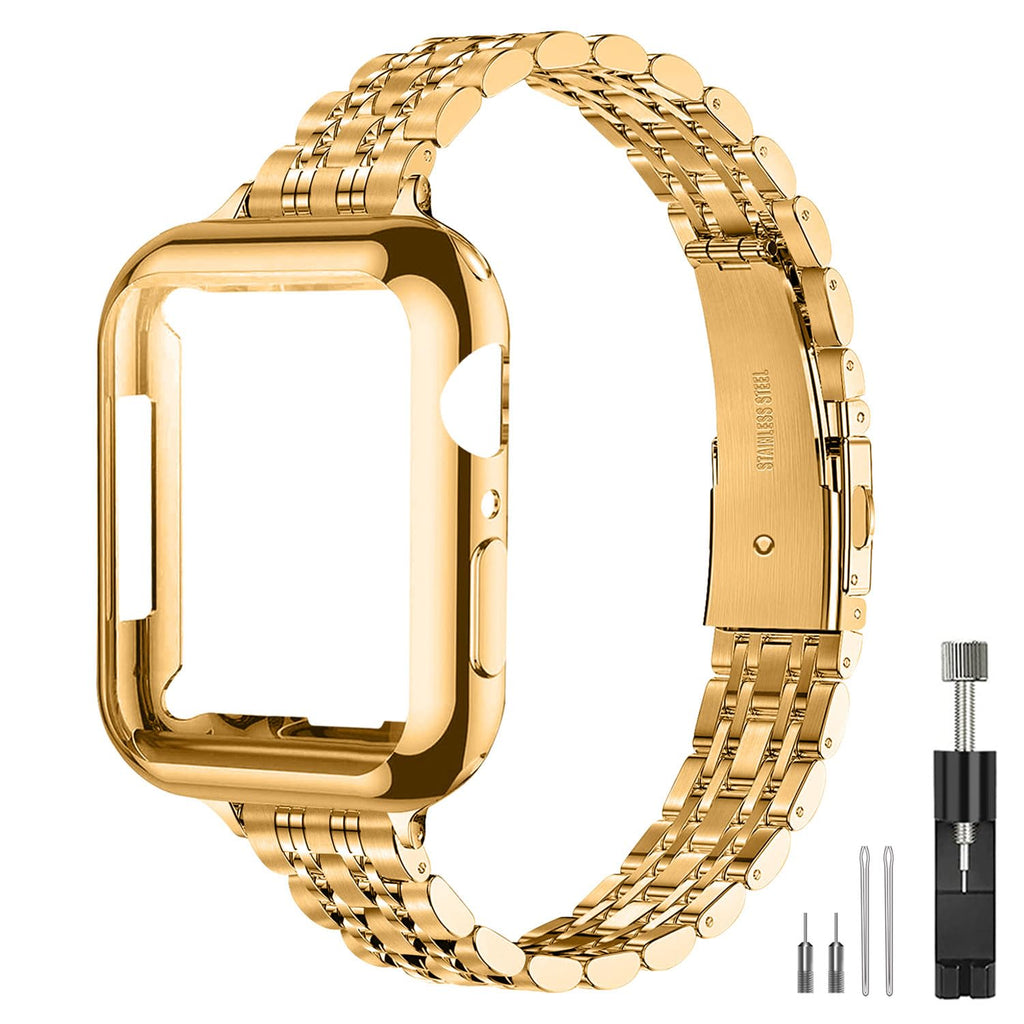 QUNDAXI Slim Stainless Steel Apple Watch Band for Women