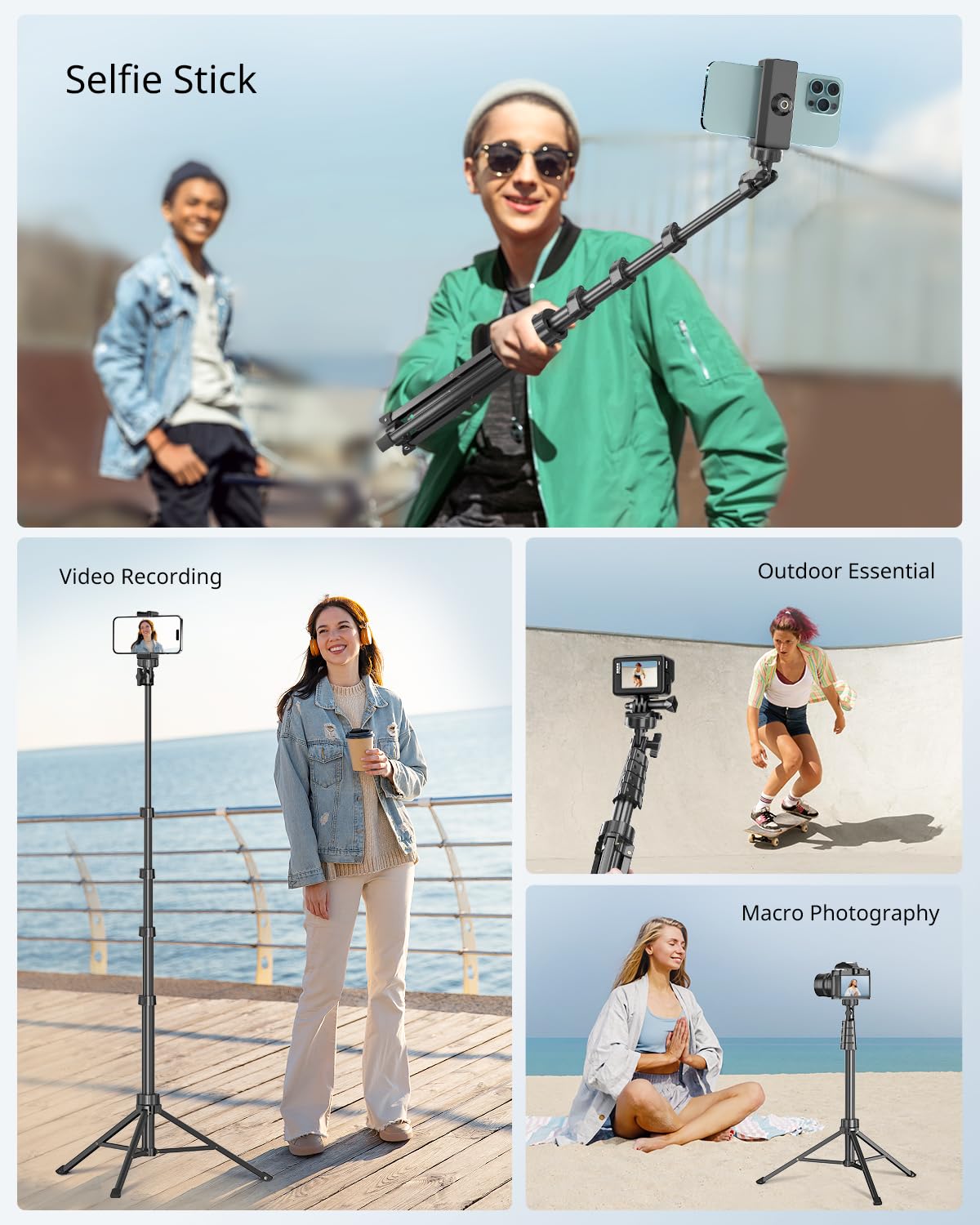Sensyne Phone Tripod & Selfie Stick, Extendable Cell Phone Tripod Stand with Wireless Remote and Phone Holder, Compatible with iPhone Android Phone, Camera…