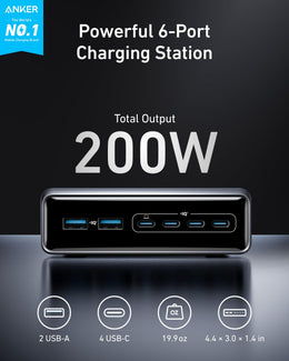 Anker Prime 200W 6-Port GaN Desktop Charging Station