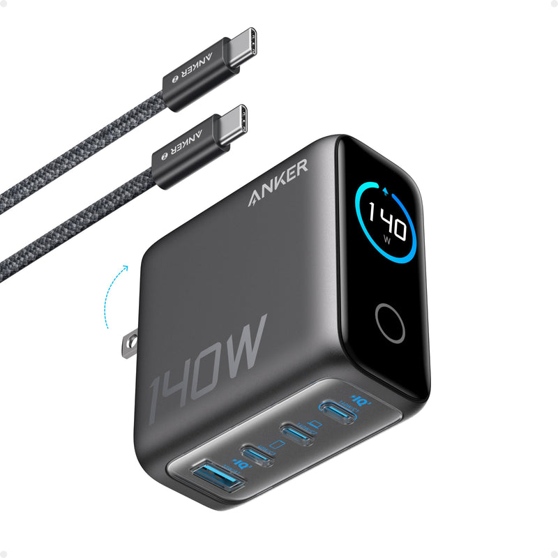 Anker 140W 4-Port GaN Charger with Smart Display for MacBook
