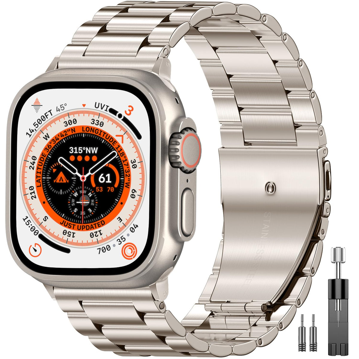 EPULY Stainless Steel Apple Watch Band for 38–49mm Models
