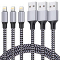 TAKAGI Phone Charger, Lightning Cable 3PACK 6FT Nylon Braided USB Charging Cable