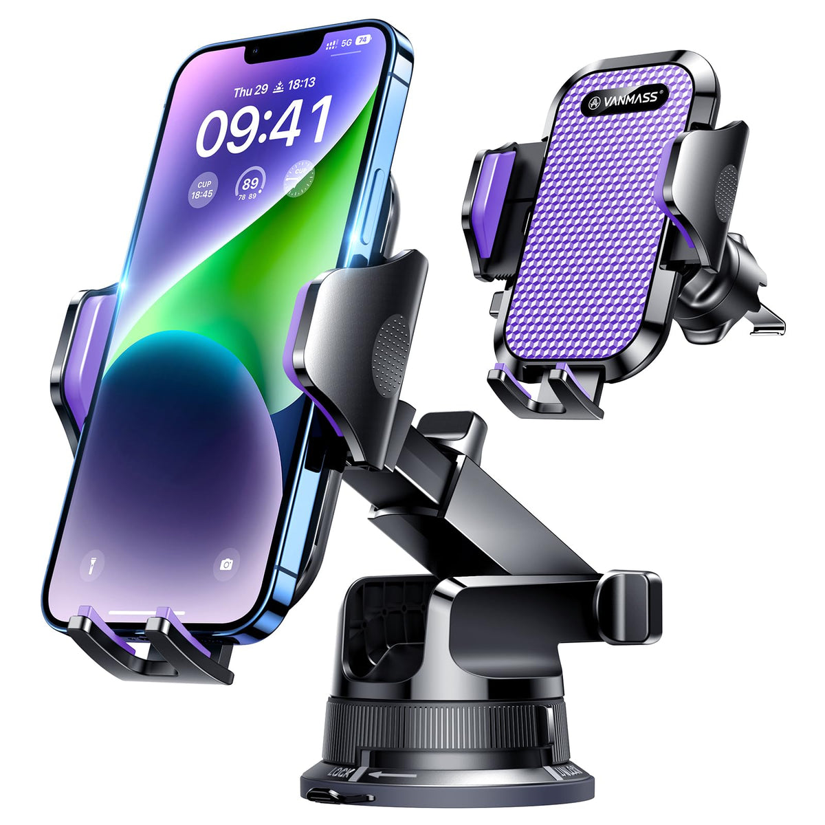 VANMASS Military-Grade Car Phone Mount with Suction Clip