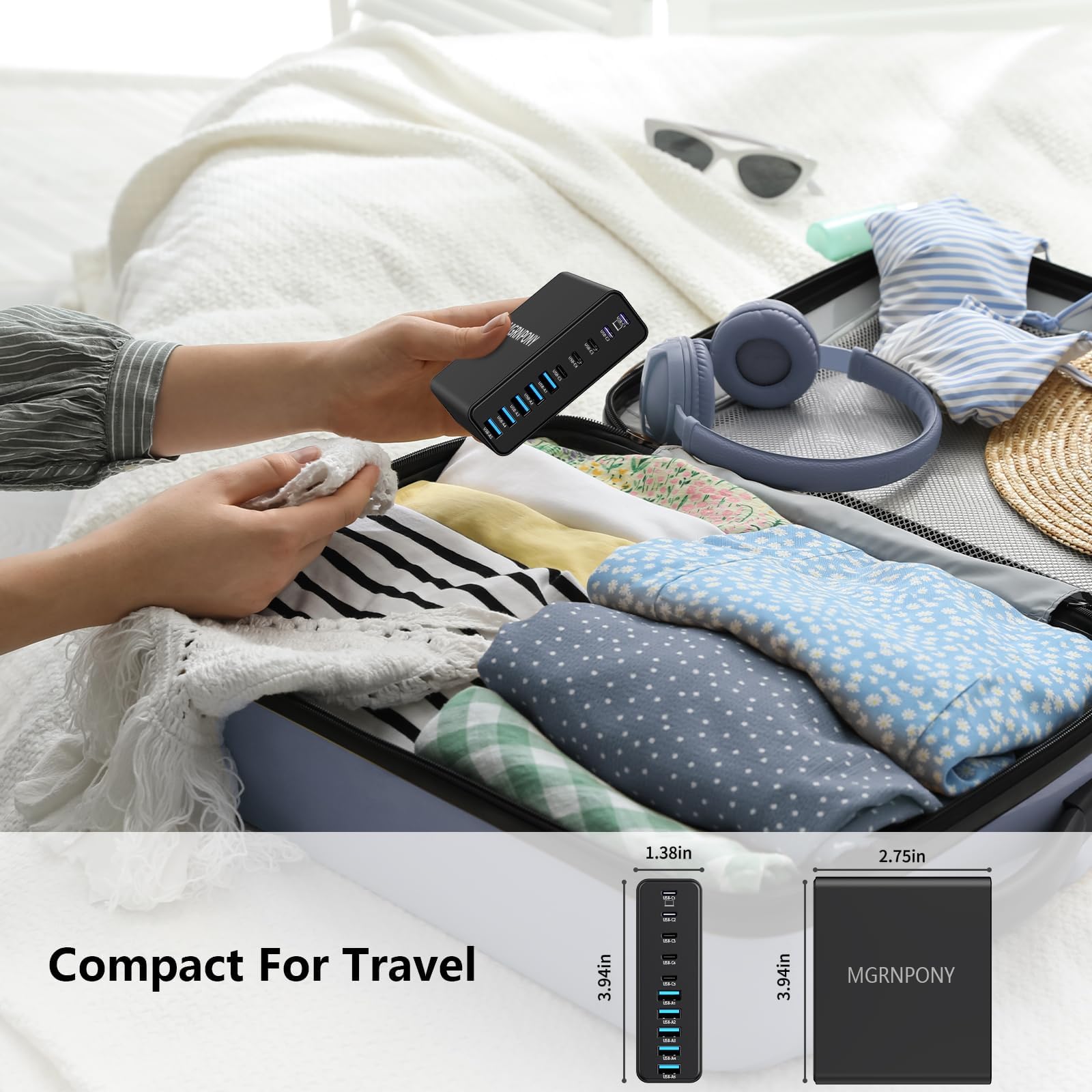 MGRNPONY USB C Charger Block, 10-Port USB C Charging Station