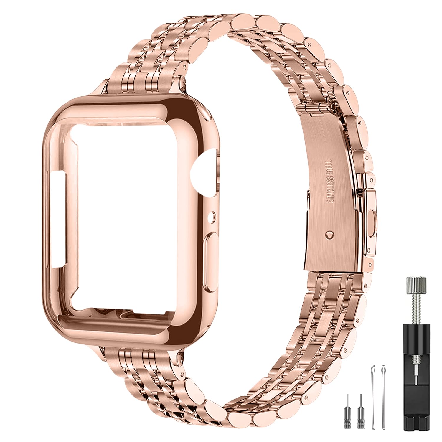 QUNDAXI Slim Stainless Steel Apple Watch Band for Women