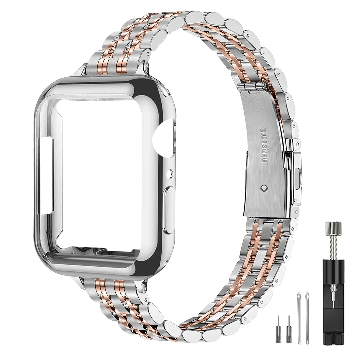 QUNDAXI Slim Stainless Steel Apple Watch Band for Women