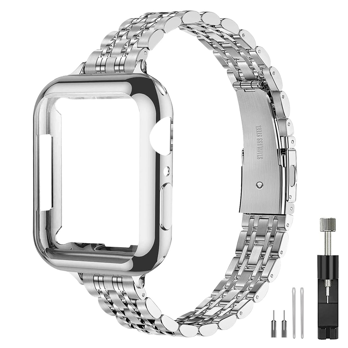QUNDAXI Slim Stainless Steel Apple Watch Band for Women