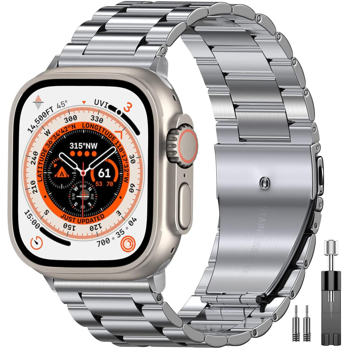 EPULY Stainless Steel Apple Watch Band for 38–49mm Models