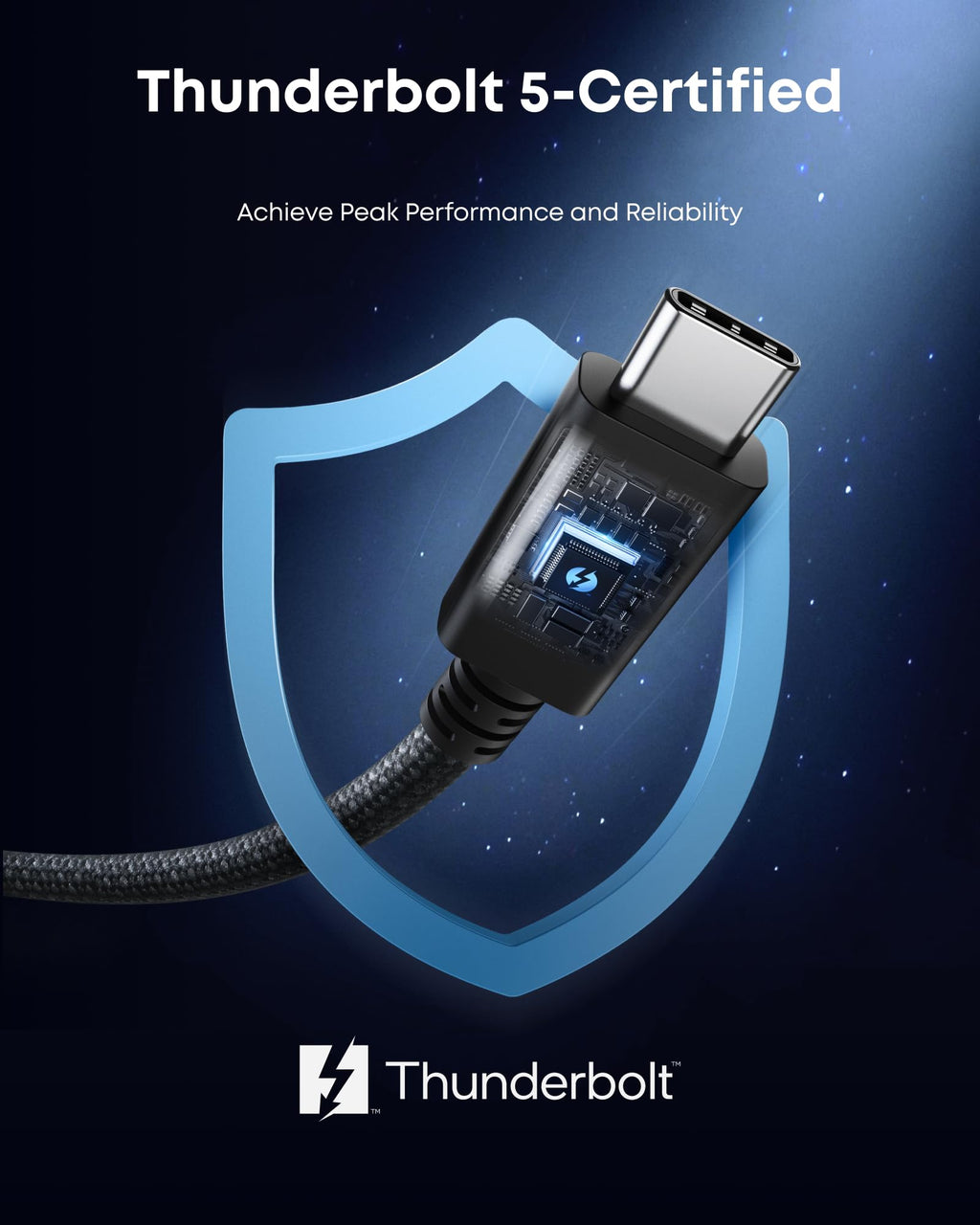 Anker Prime Thunderbolt 5 Cable, USB C to USB-C Cable, 240W Charging, 80Gbps Data Transfer, Up to 120Gbps Bandwidth, 8K/4K Displays, for iPhone 16, MacBook, and More (Thunderbolt 5-Certified)