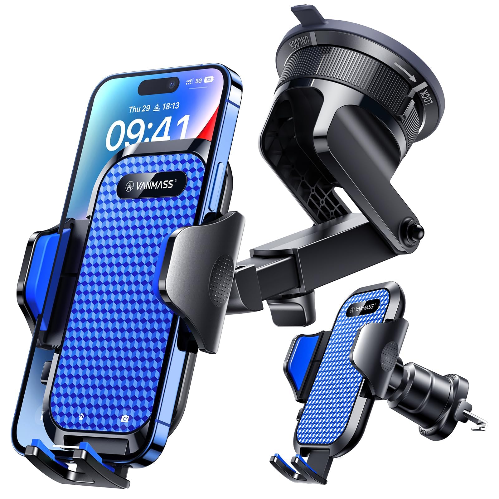 VANMASS Military-Grade Car Phone Mount with Suction Clip