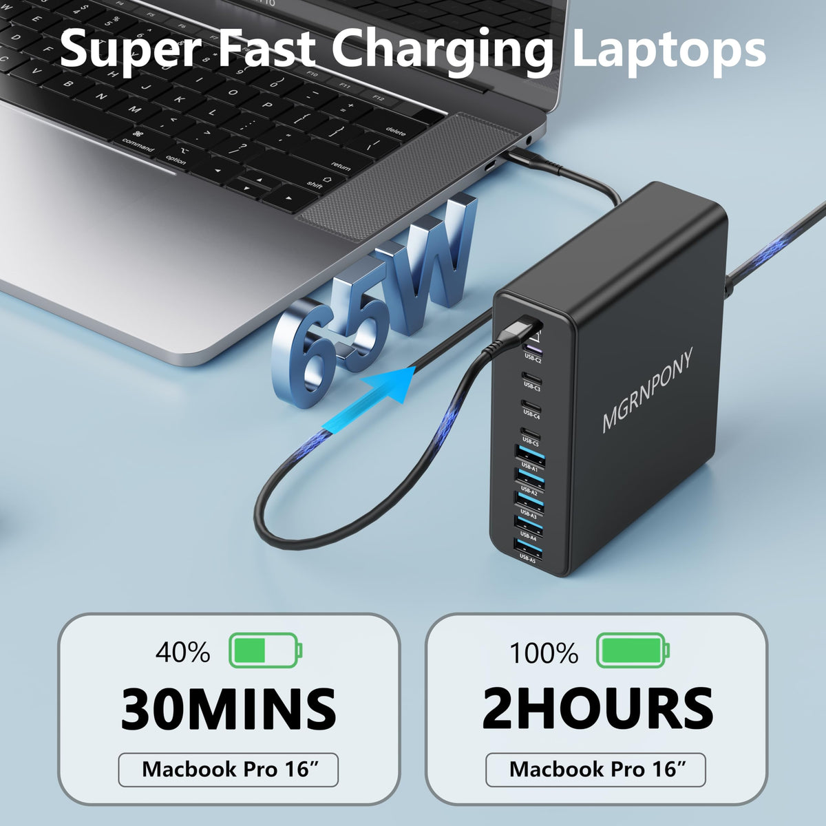 MGRNPONY USB C Charger Block, 10-Port USB C Charging Station