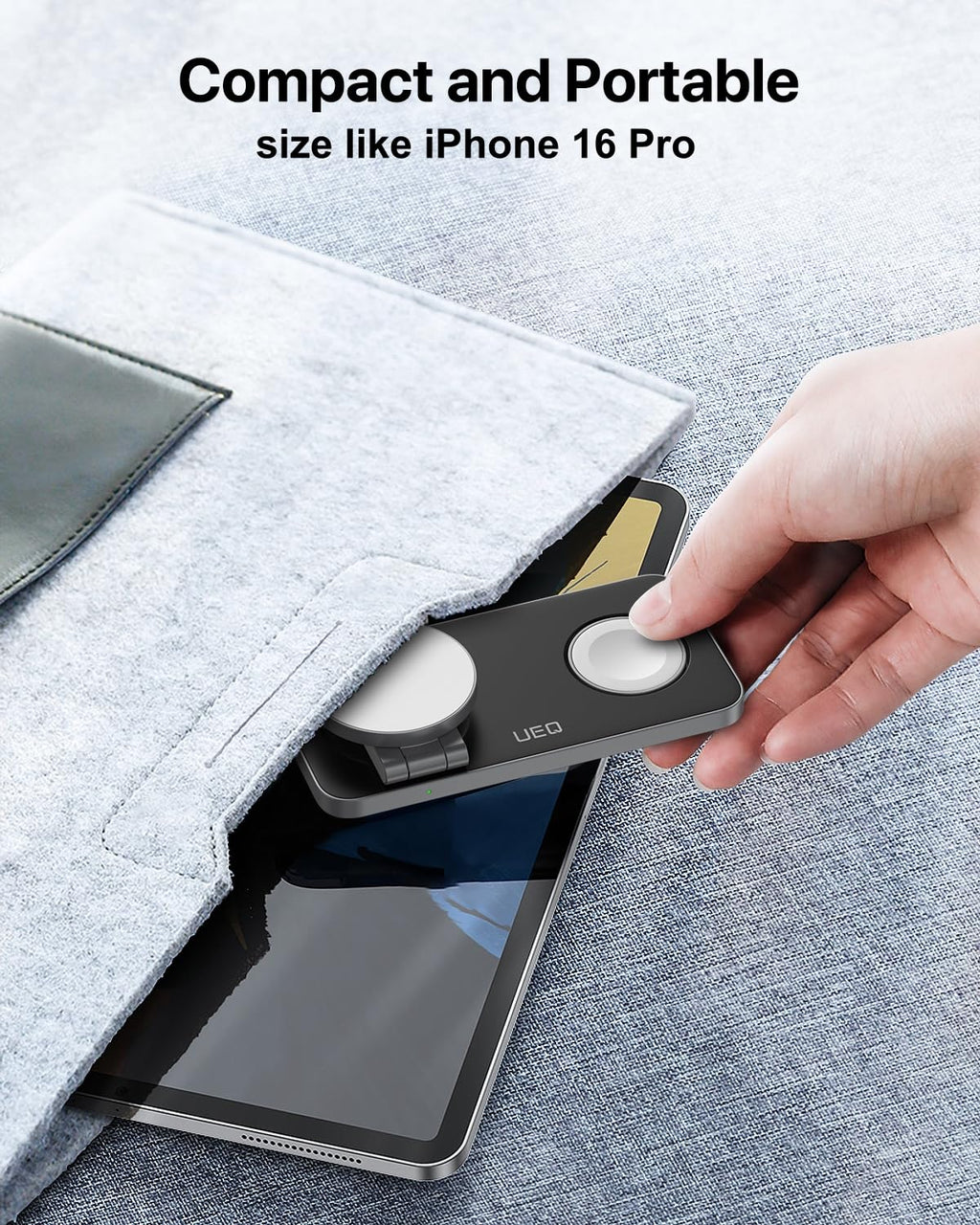 UEQ Foldable 3 in 1 Wireless Charging Station for Apple Compatible with Magsafe Charger Stand,Magnetic Wireless Charger Station for iPhone 15 14 13 12 Series,Airpods Pro,Apple Watch Ultra