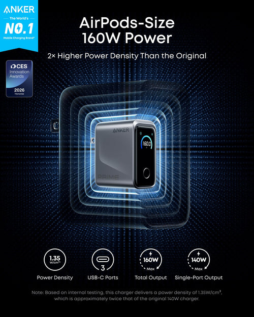 Anker Prime 160W 3-Port GaN Charger for MacBook Pro