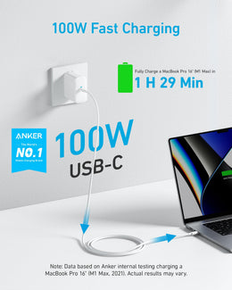 Anker 100W Compact USB-C Laptop Charger with 5ft Cable